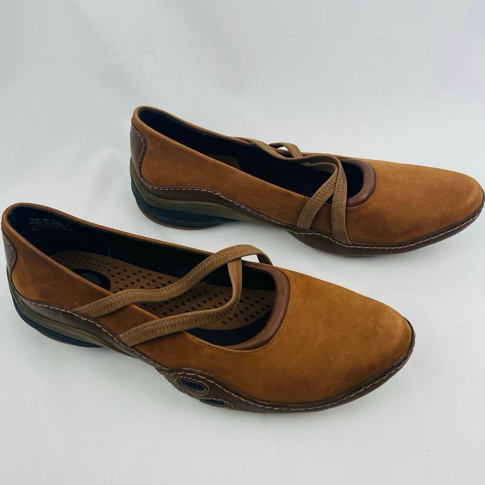 Clarks Privo Women Brown Leather Mary Jane Comfort Flats Shoes Size 8M EUC